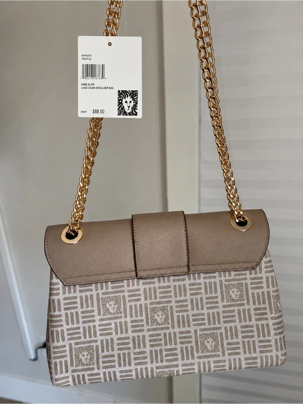 Anne Klein Taupe Chain Shoulder Bag